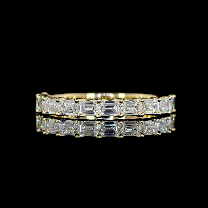 1ctw U Prong East West Emerald Half Eternity Band