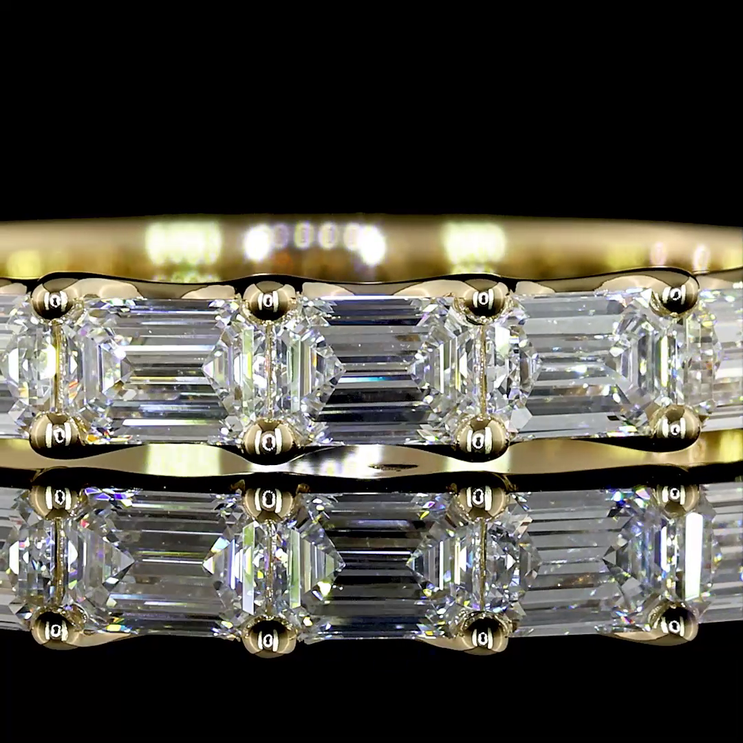 1ctw U Prong East West Emerald Half Eternity Band