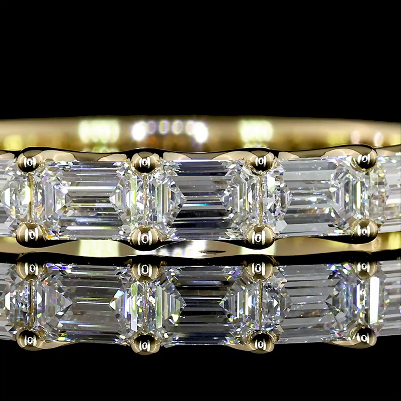 1ctw U Prong East West Emerald Half Eternity Band