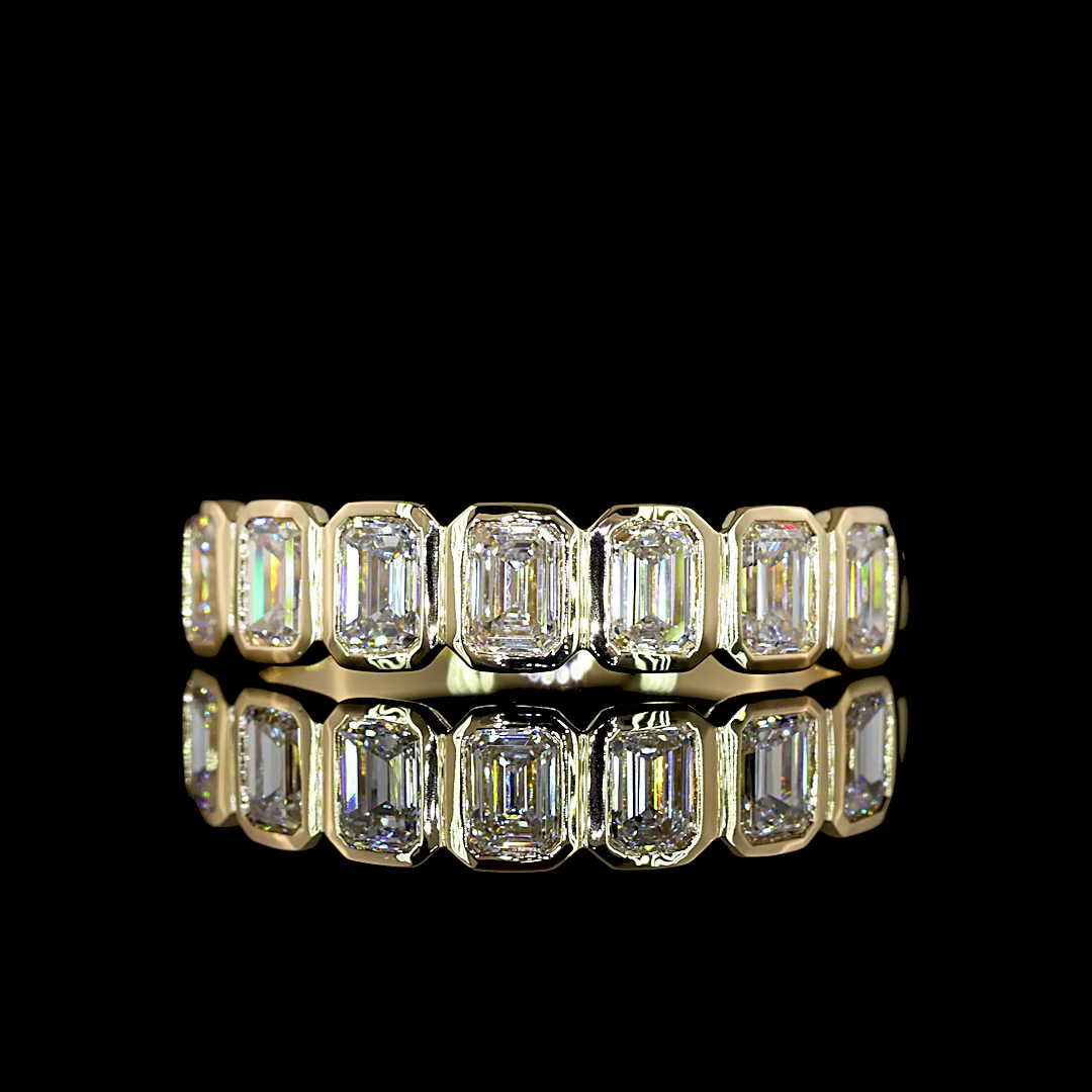 1ctw Bezel Emerald Seven Stone Band