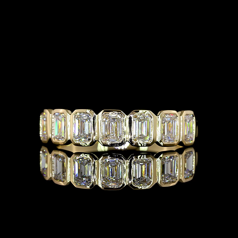 1ctw Bezel Emerald Seven Stone Band
