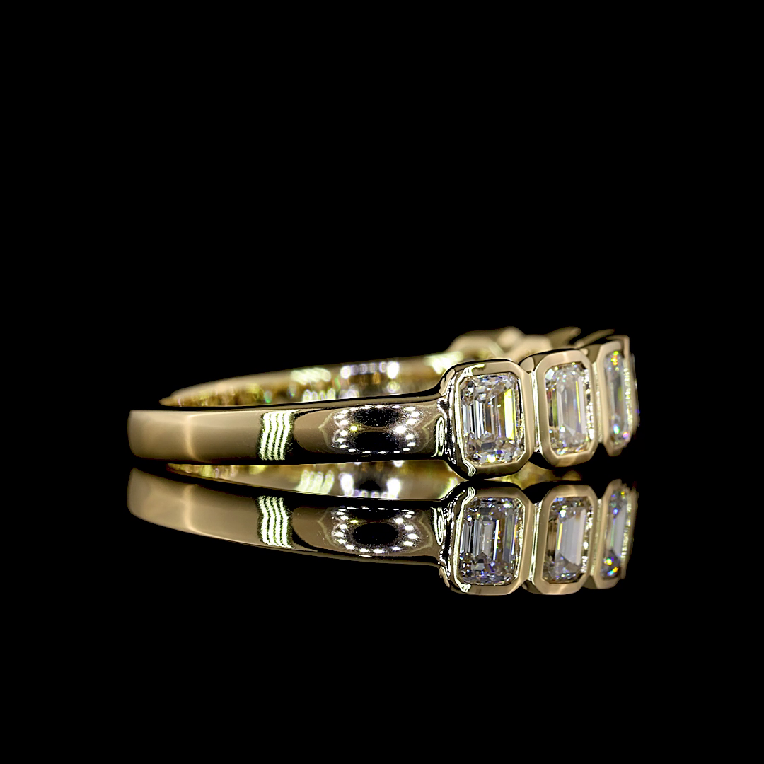 1ctw Bezel Emerald Seven Stone Band
