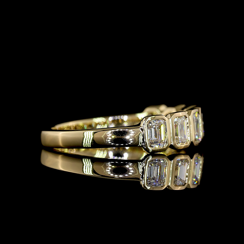 1ctw Bezel Emerald Seven Stone Band
