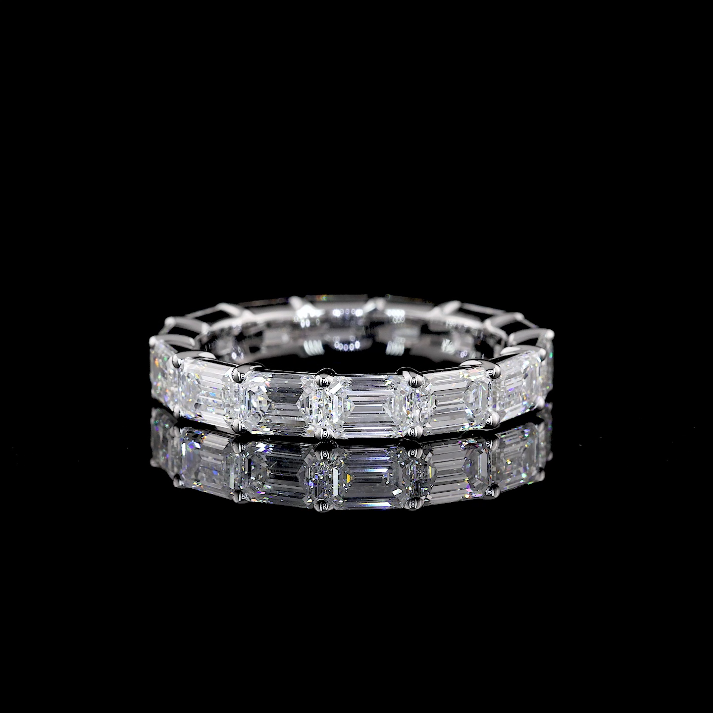 4ctw Emerald East West Prong Diamond Eternity Band