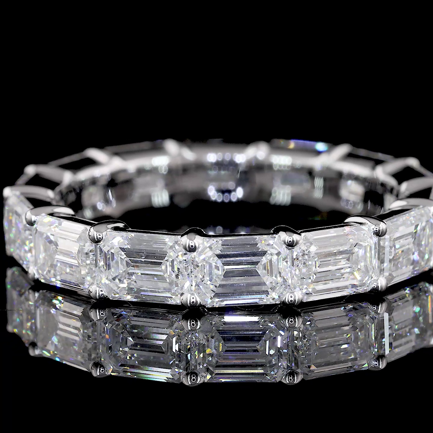4ctw Emerald East West Prong Diamond Eternity Band