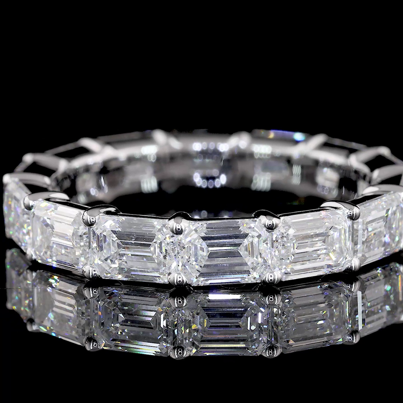 4ctw Emerald East West Prong Diamond Eternity Band