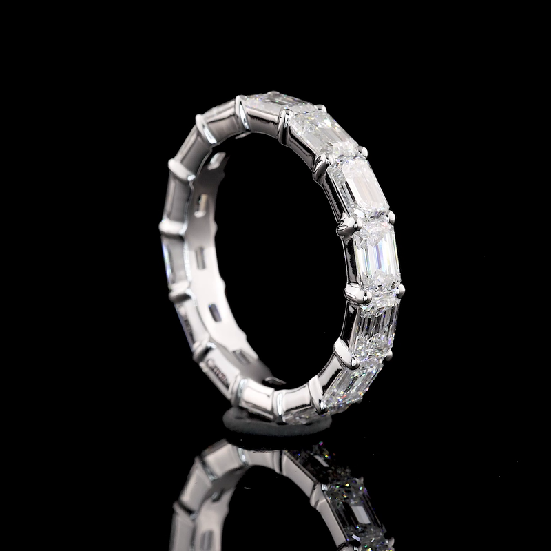 4ctw Emerald East West Prong Diamond Eternity Band