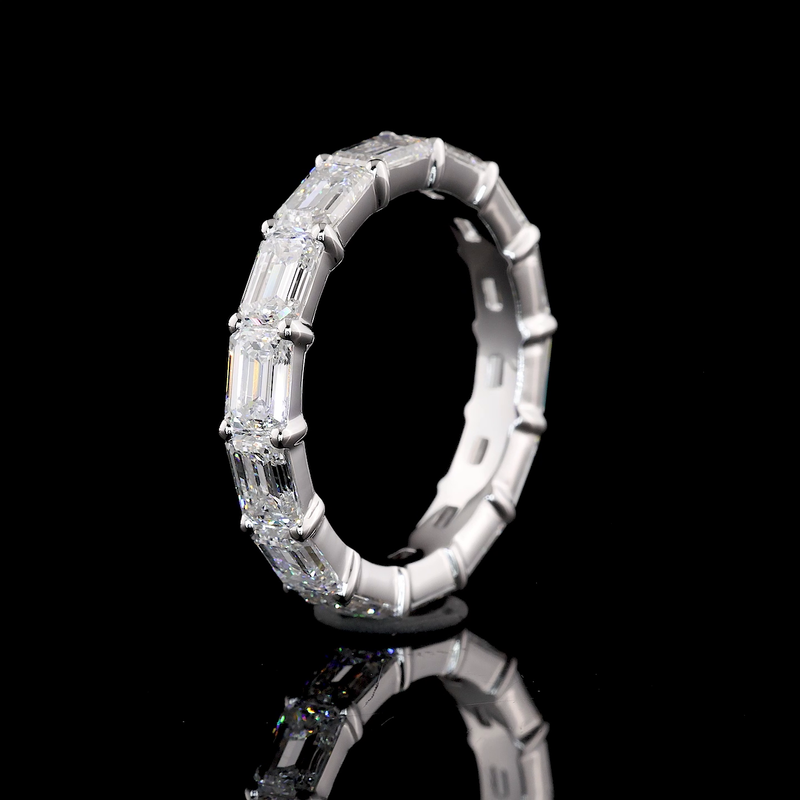 4ctw Emerald East West Prong Diamond Eternity Band