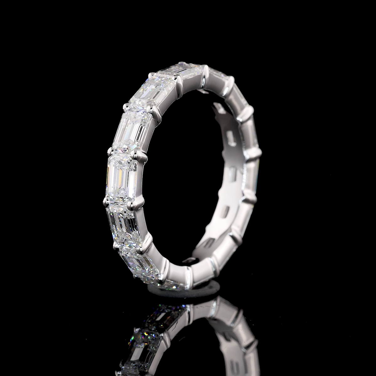 4ctw Emerald East West Prong Diamond Eternity Band