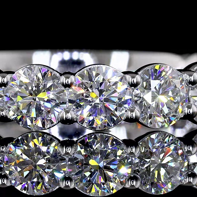 1-3/4ctw Prong Round 3/4 Eternity Band