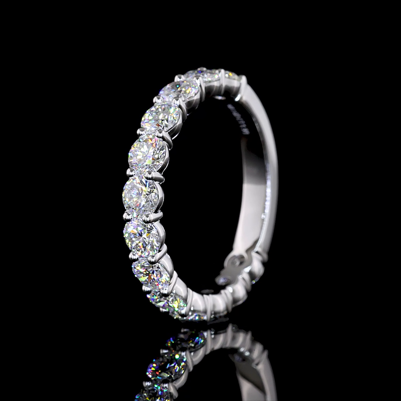 1-3/4ctw Prong Round 3/4 Eternity Band
