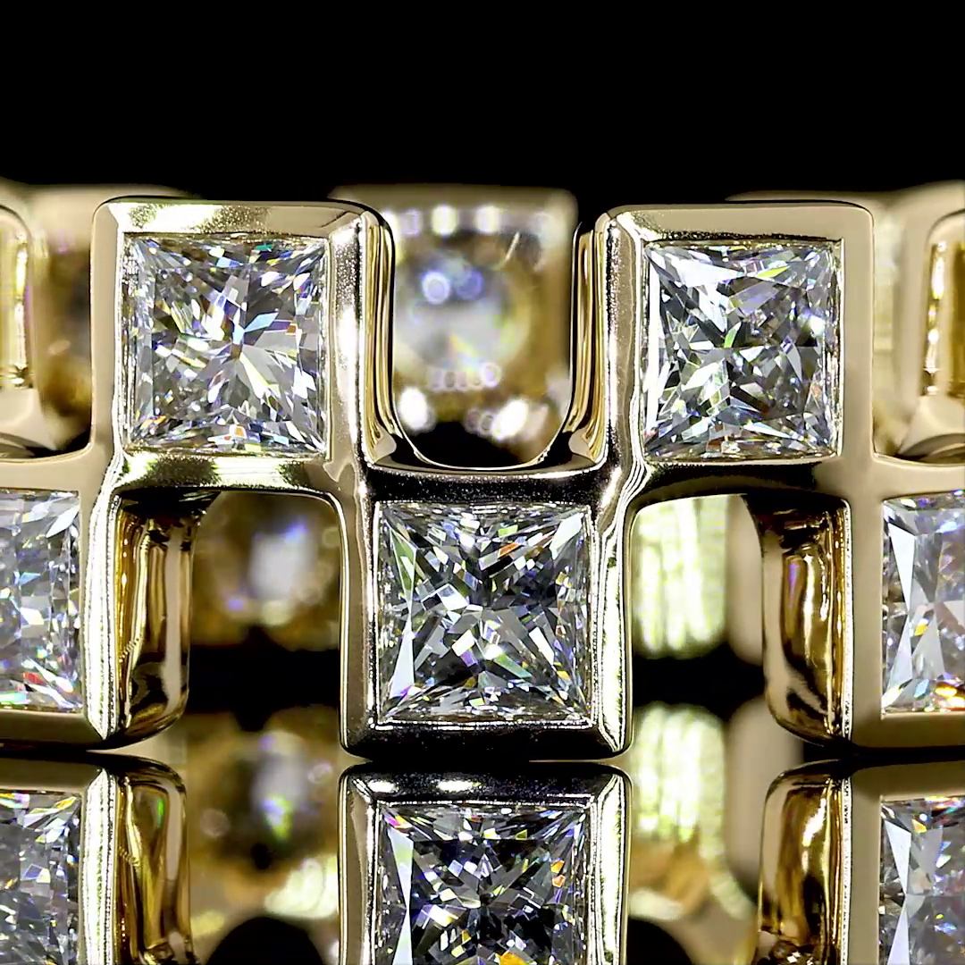 Princess Lab Grown Diamond Bezel Eternity Band (3-1/2ctw)