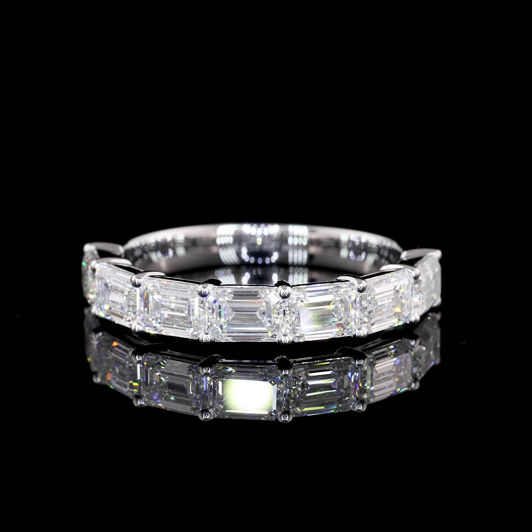4ctw Emerald East West Prong Diamond Half Eternity Band