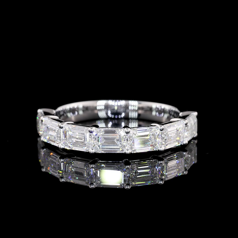 4ctw Emerald East West Prong Diamond Half Eternity Band