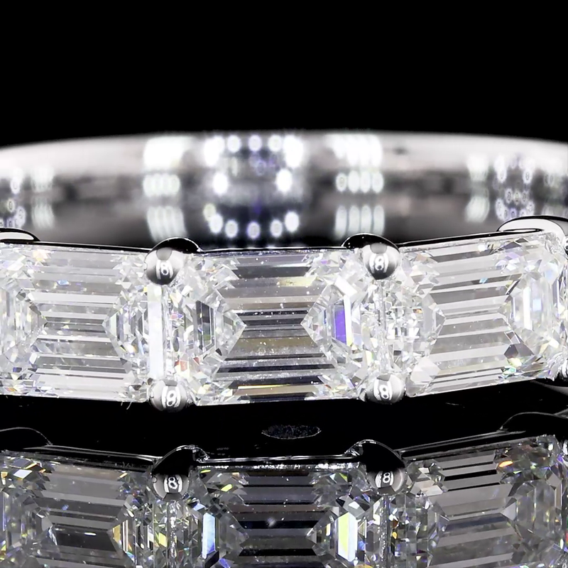 4ctw Emerald East West Prong Diamond Half Eternity Band