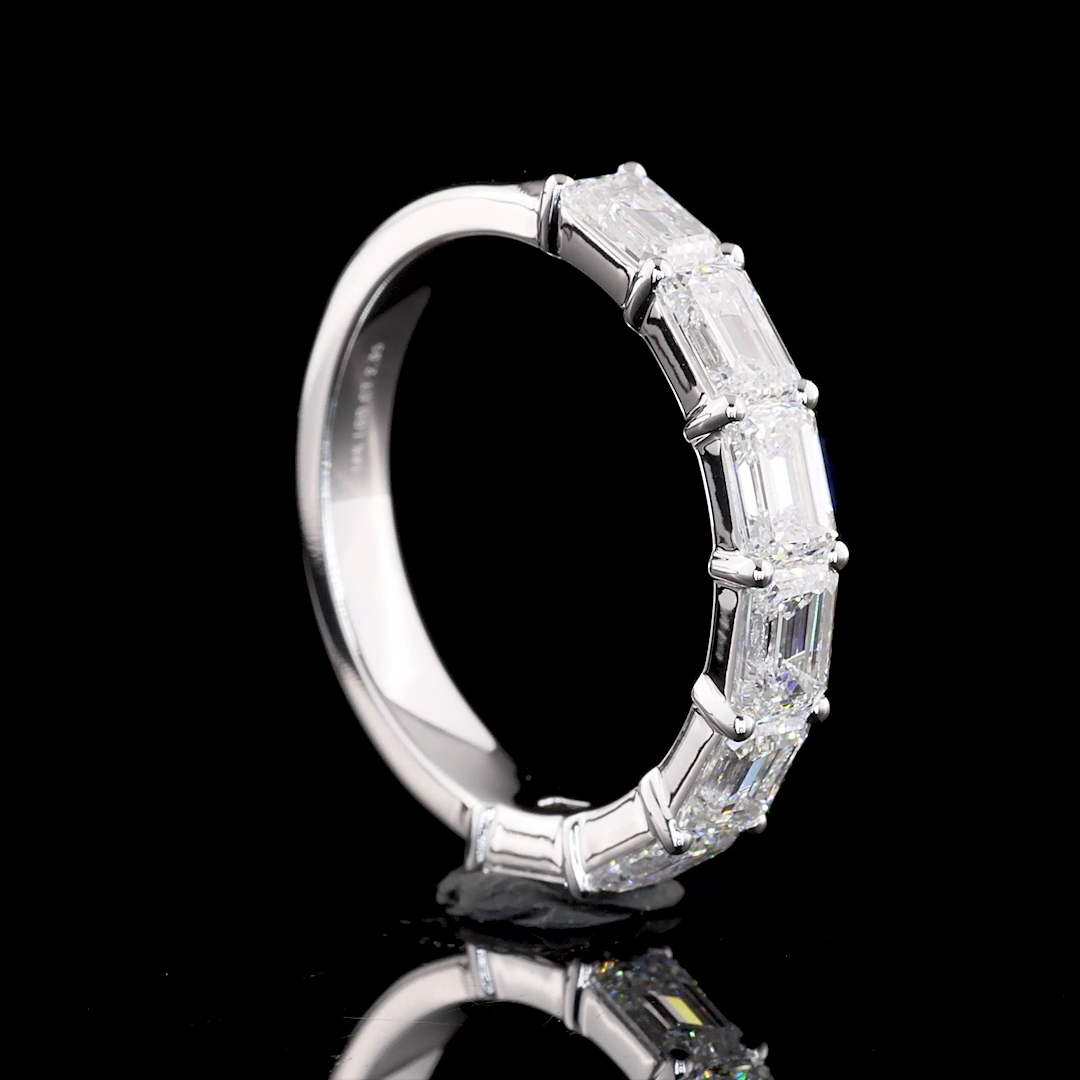 4ctw Emerald East West Prong Diamond Half Eternity Band