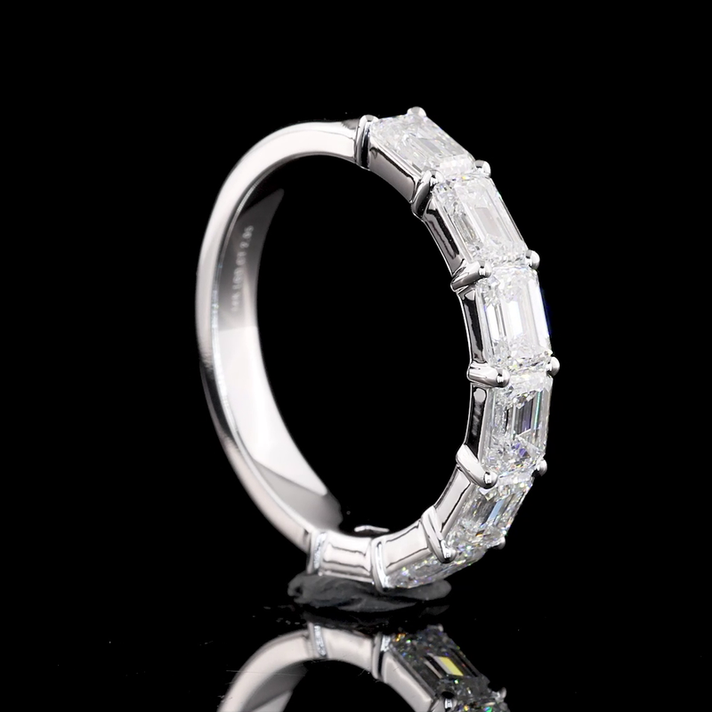 4ctw Emerald East West Prong Diamond Half Eternity Band