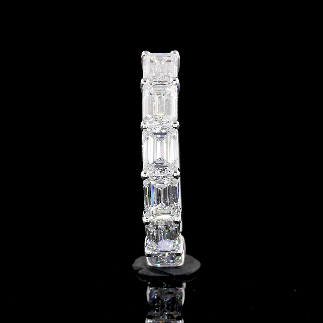 4ctw Emerald East West Prong Diamond Half Eternity Band