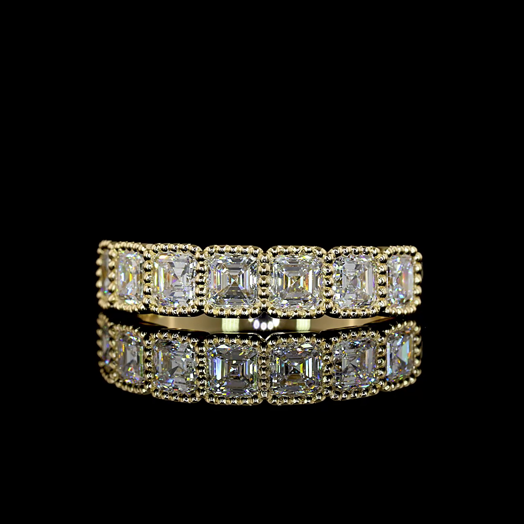 1-1/2ctw Pave Micro Asscher Seven Stone Band