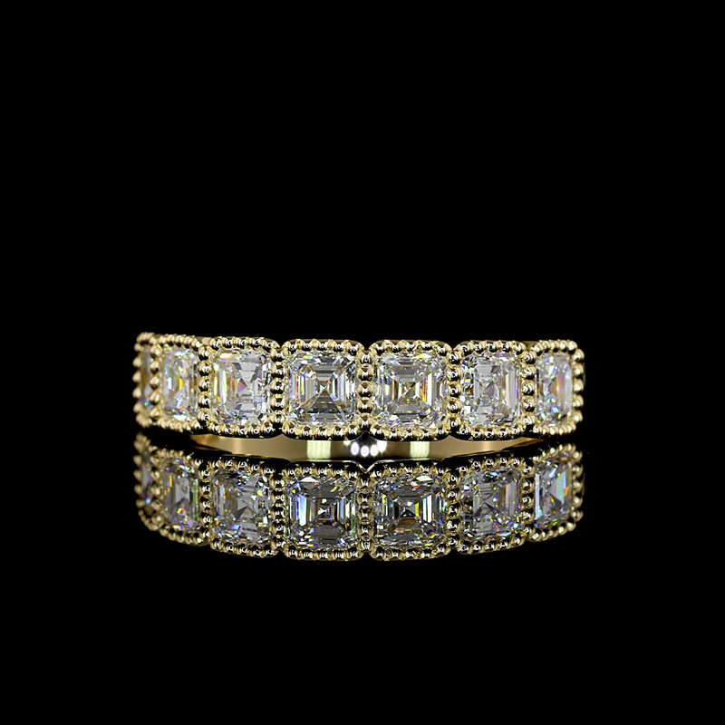 1-1/2ctw Pave Micro Asscher Seven Stone Band