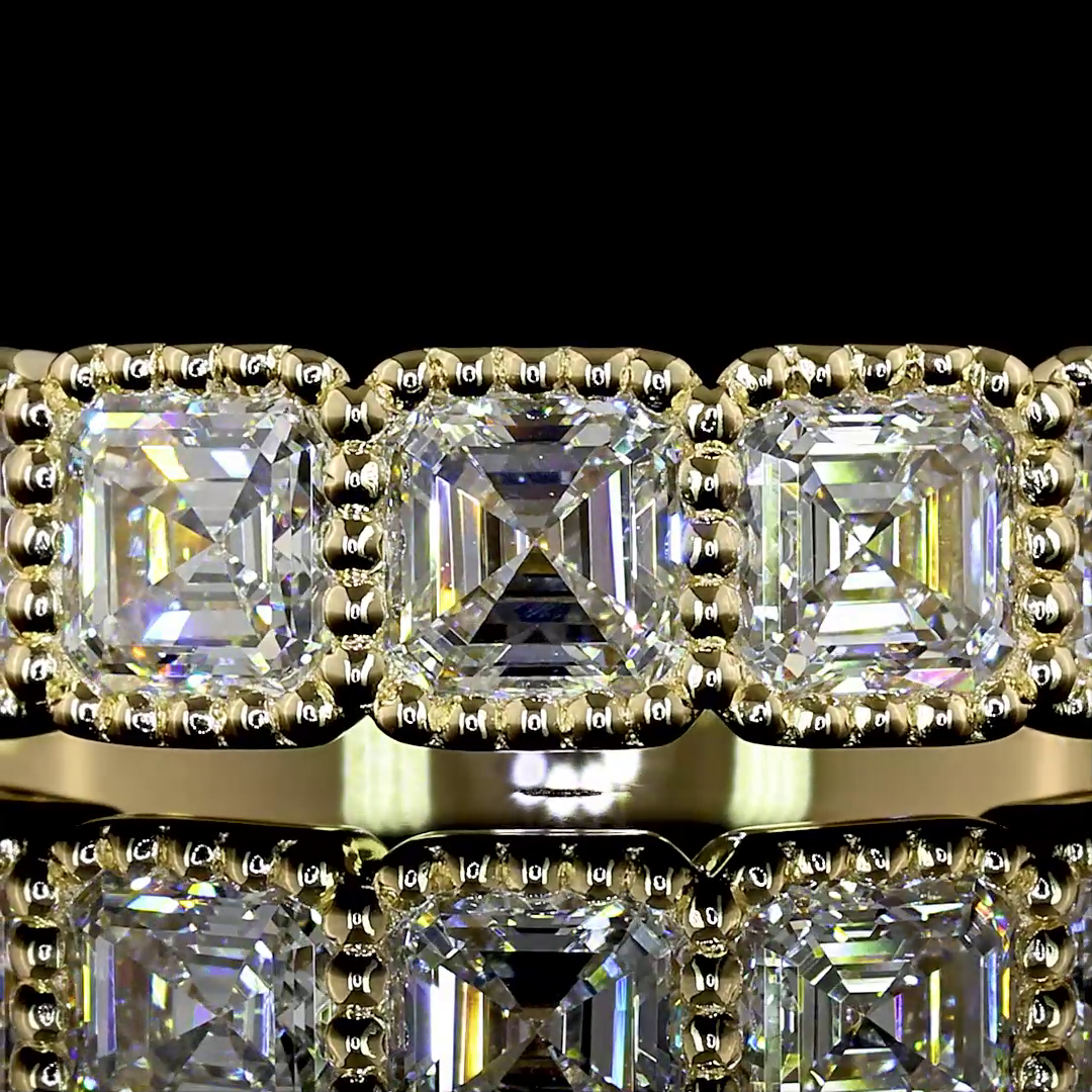 1-1/2ctw Pave Micro Asscher Seven Stone Band