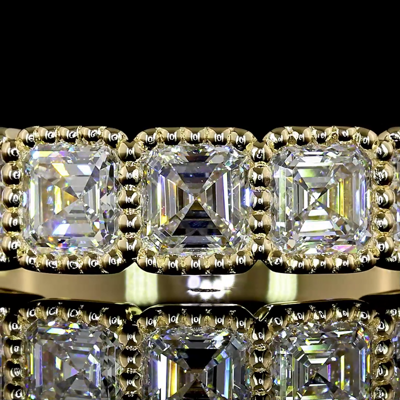 1-1/2ctw Pave Micro Asscher Seven Stone Band