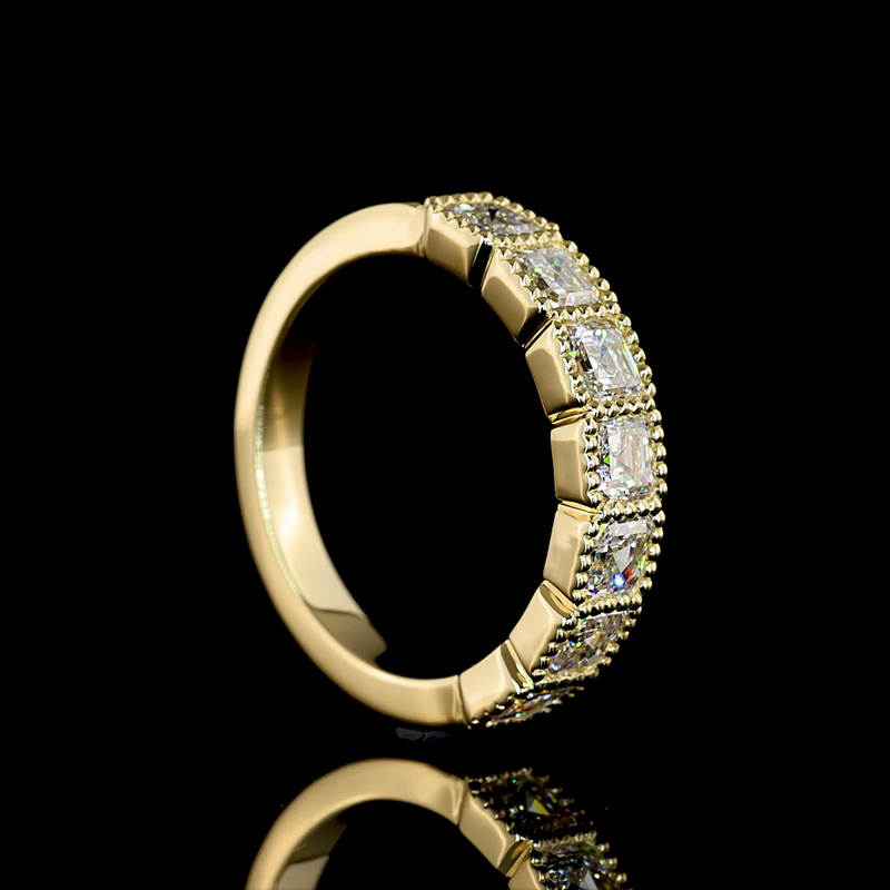 1-1/2ctw Pave Micro Asscher Seven Stone Band