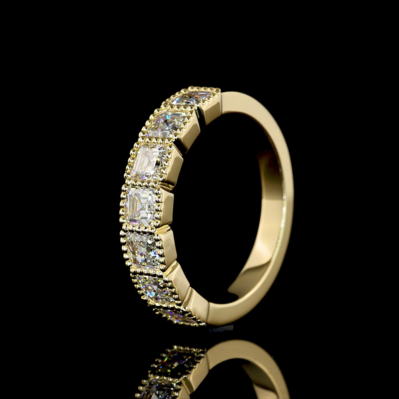 1-1/2ctw Pave Micro Asscher Seven Stone Band