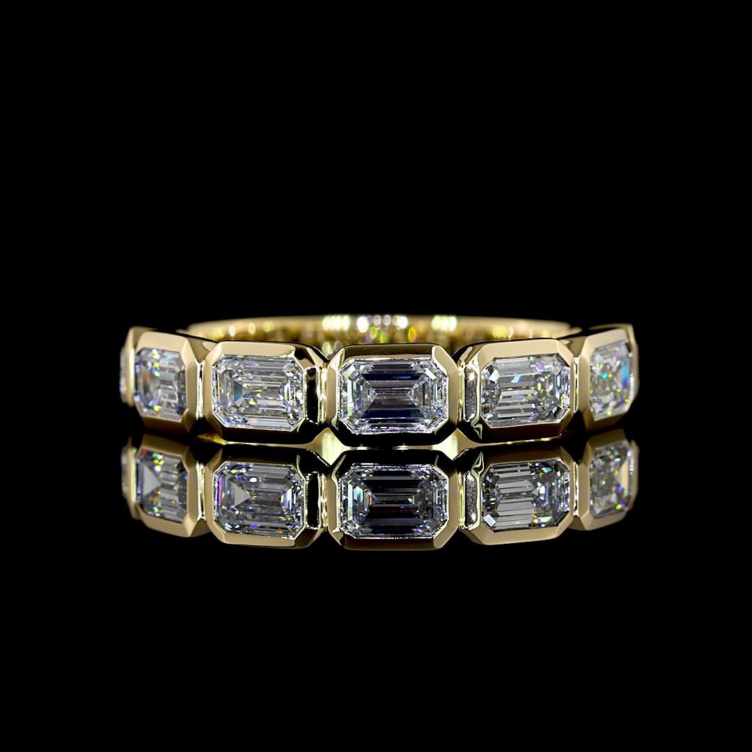 1ctw Bezel East West Emerald Seven Stone Band