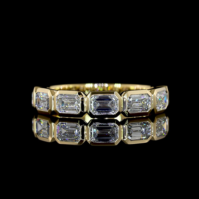 1ctw Bezel East West Emerald Seven Stone Band