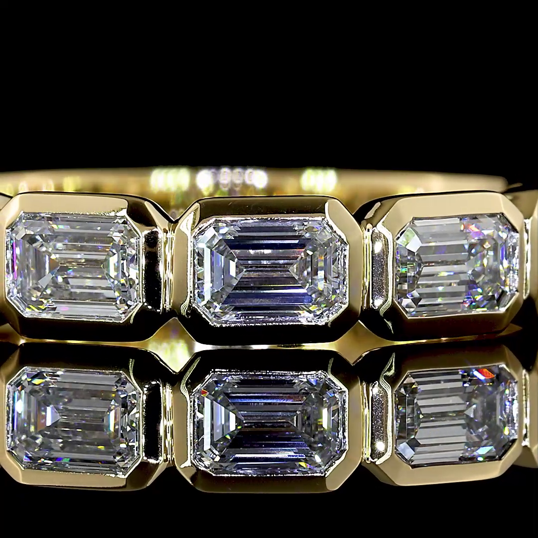 1ctw Bezel East West Emerald Seven Stone Band
