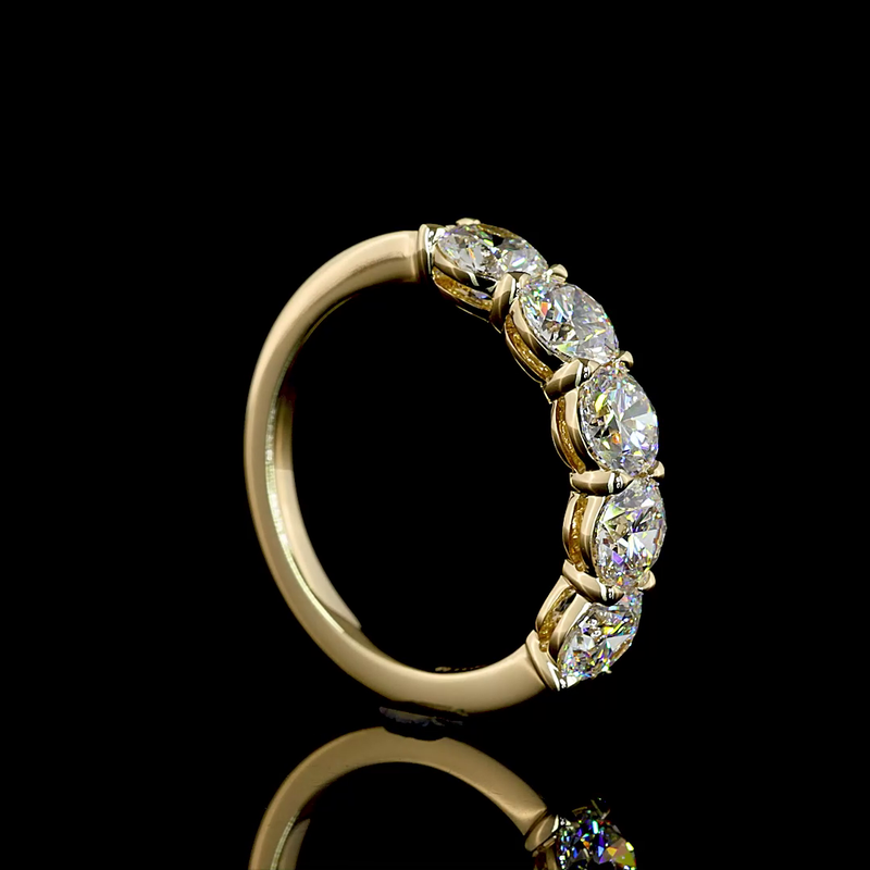 2ctw Prong Round Five Stone Band