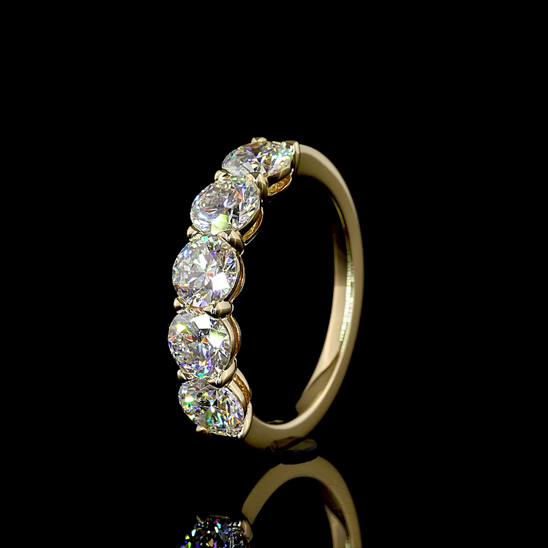2ctw Prong Round Five Stone Band