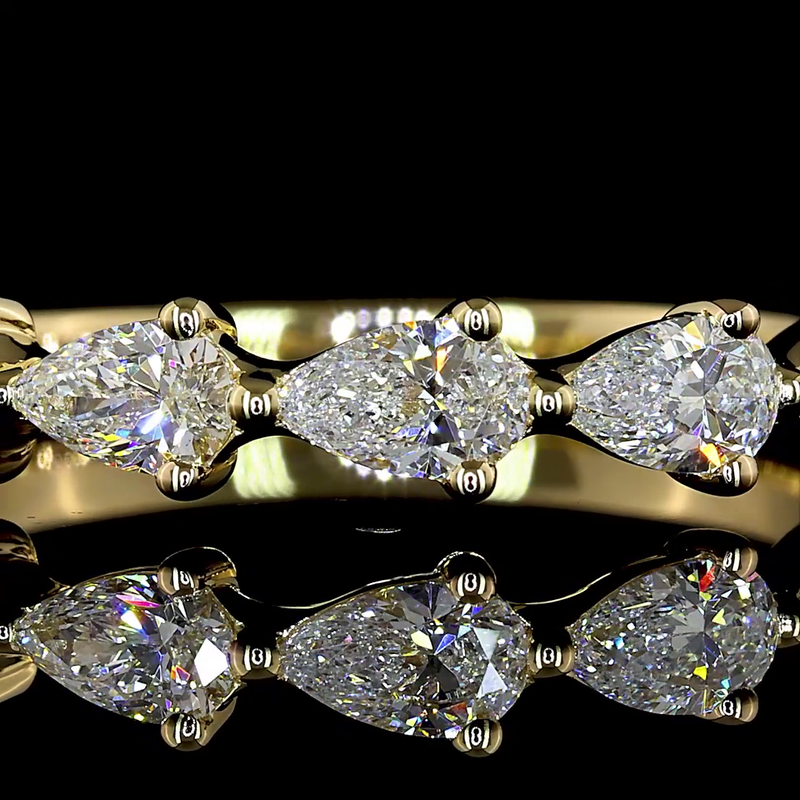 3/4ctw Prong East West Pear Half Eternity Band