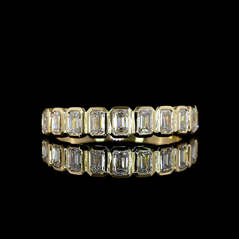 3/4ctw Bezel Emerald Half Eternity Band