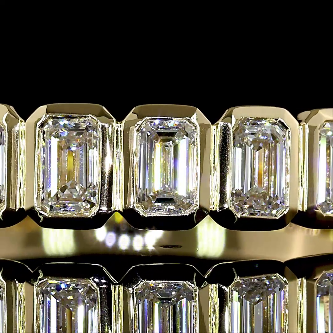 3/4ctw Bezel Emerald Half Eternity Band