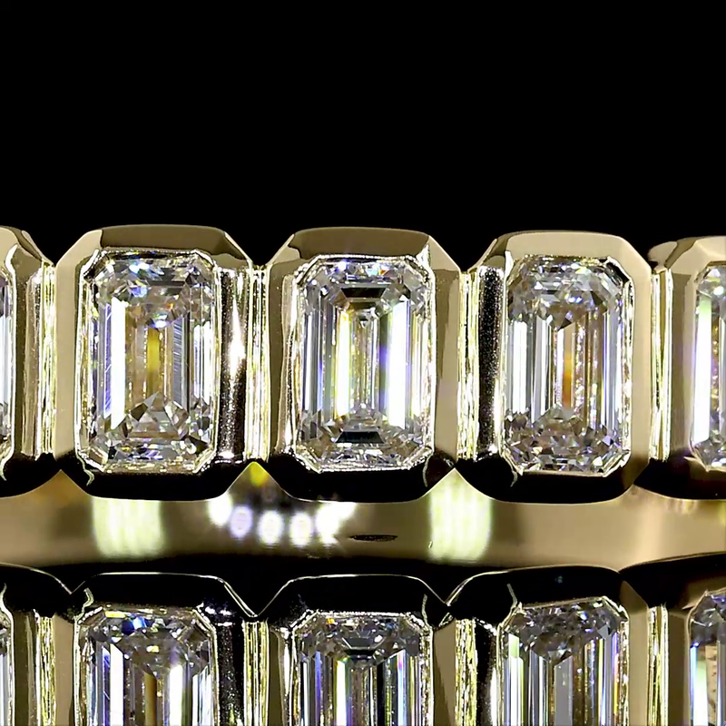 3/4ctw Bezel Emerald Half Eternity Band