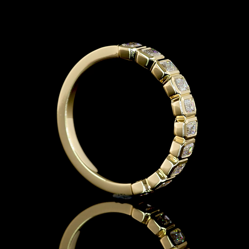 3/4ctw Bezel Emerald Half Eternity Band