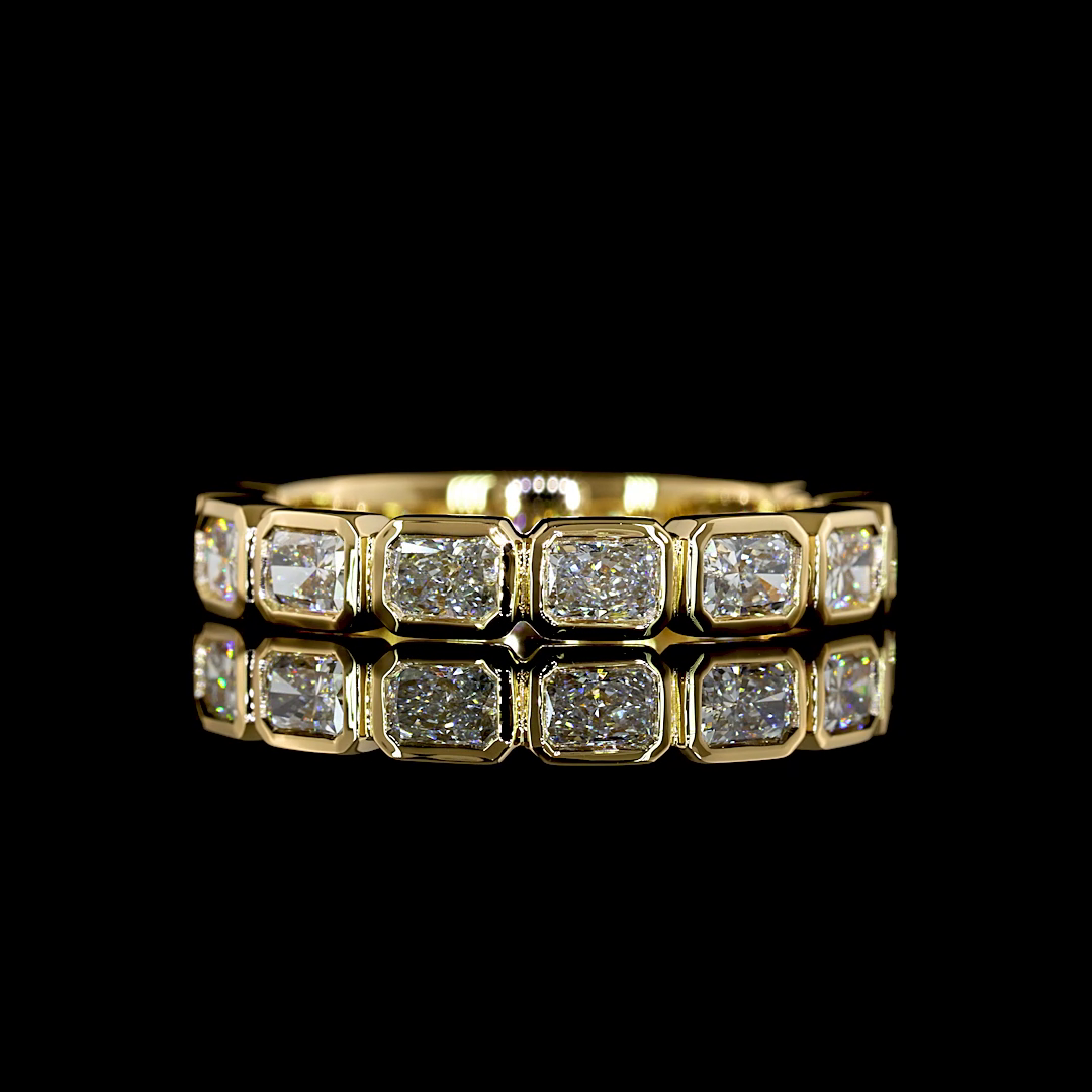 1-1/2ctw Bezel East West Radiant 3/4 Eternity Band