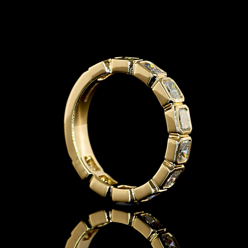 1-1/2ctw Bezel East West Radiant 3/4 Eternity Band