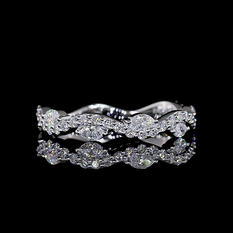 1/2ctw Prong East West Marquise & Round 3/4 Eternity Band