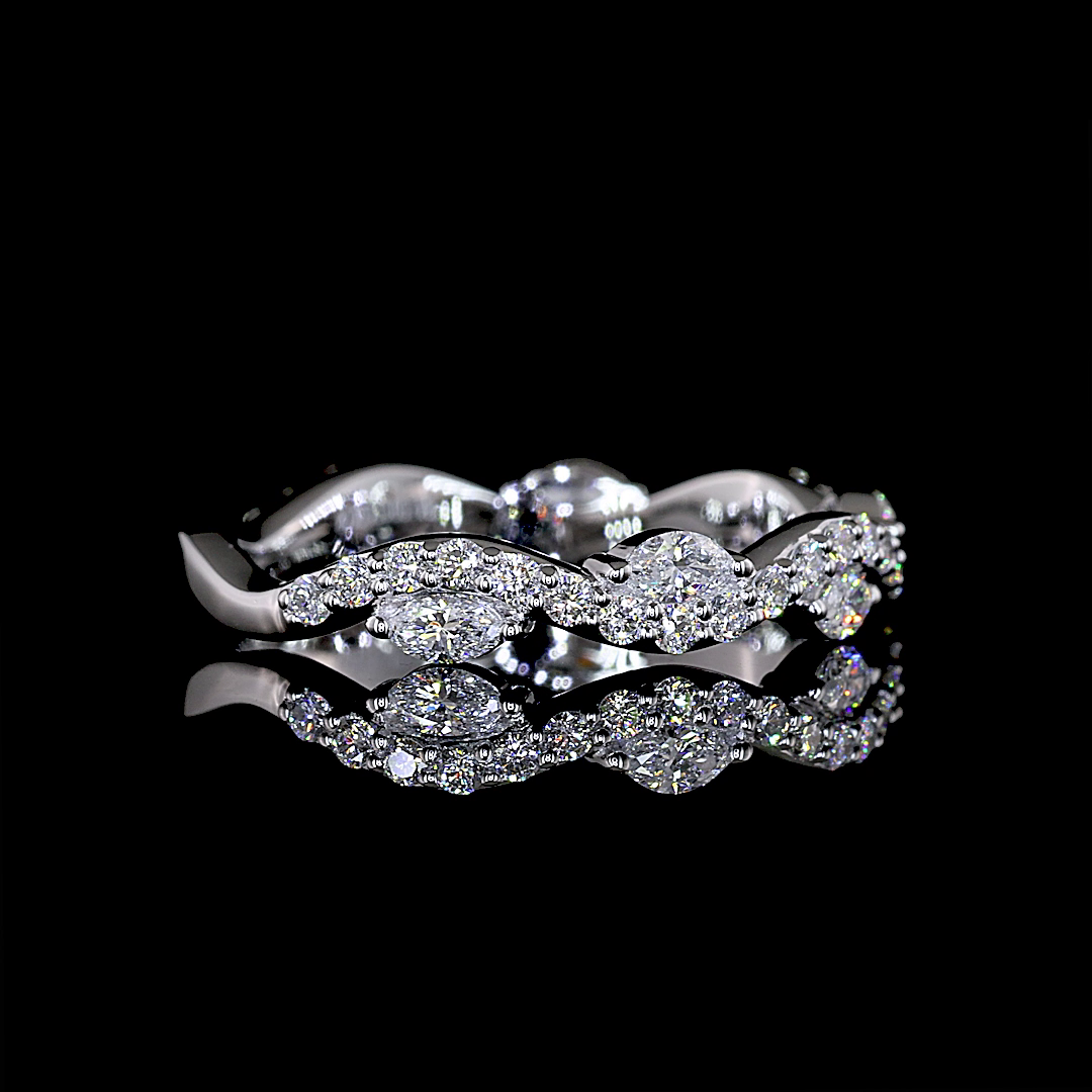 1/2ctw Prong East West Marquise & Round 3/4 Eternity Band