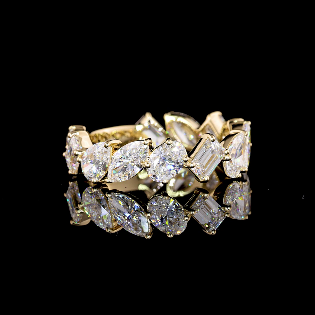 2-1/2ctw Mixed Shape Inclined Prong Diamond 3/4 Eternity Band