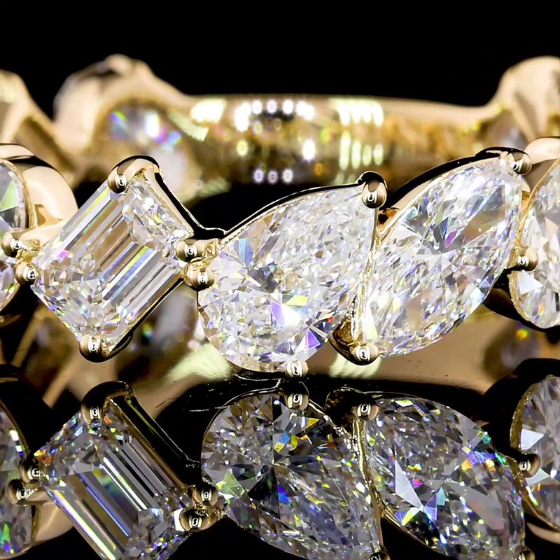 2-1/2ctw Mixed Shape Inclined Prong Diamond 3/4 Eternity Band