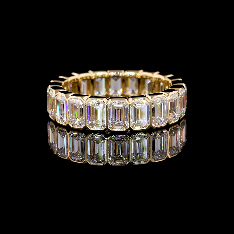 5ctw Emerald Bezel Diamond Eternity Band