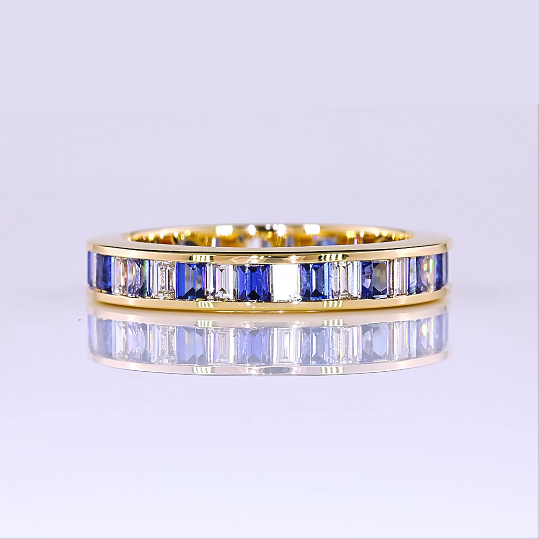 Baguette Lab Grown & Sapphire Channel Eternity Band (9/10ctw)