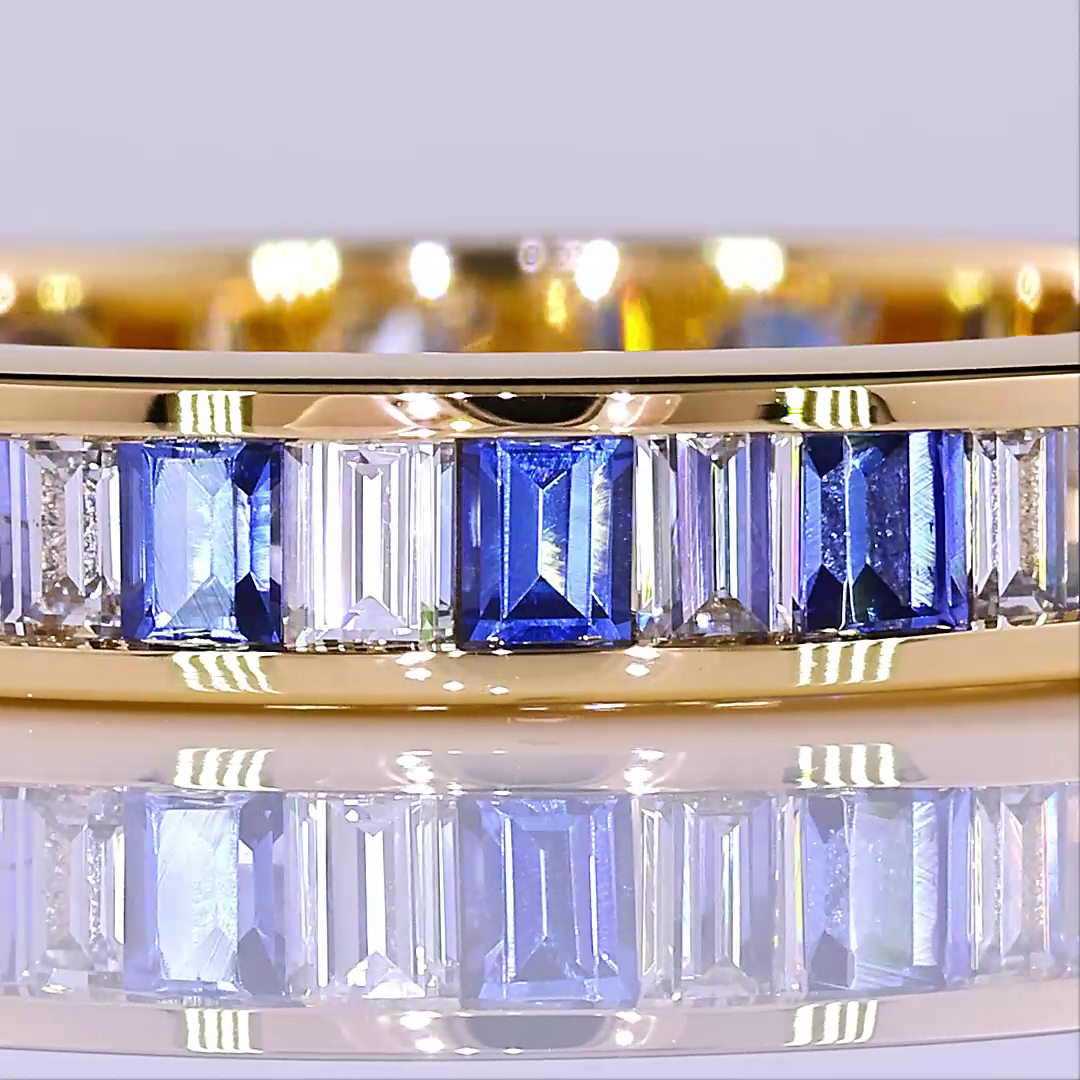 Baguette Lab Grown & Sapphire Channel Eternity Band (9/10ctw)