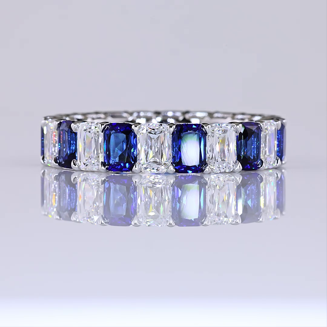 Radiant Lab Grown Diamond & Sapphire Eternity Band (3ctw)