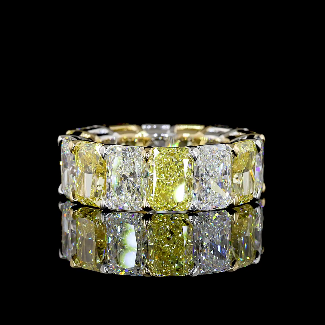 Radiant Fancy Vivid Yellow Lab Grown Diamond Eternity Band (14ctw)