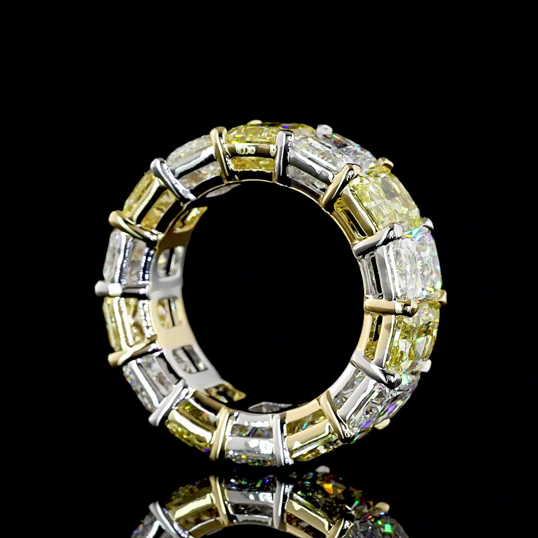 Radiant Fancy Vivid Yellow Lab Grown Diamond Eternity Band (14ctw)